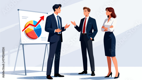 Business team discussing growth chart