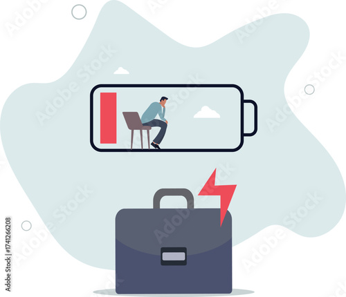Fatigue exhausted office worker, burnout from overwork routine or run out of inspiration concept.life and employment of people.