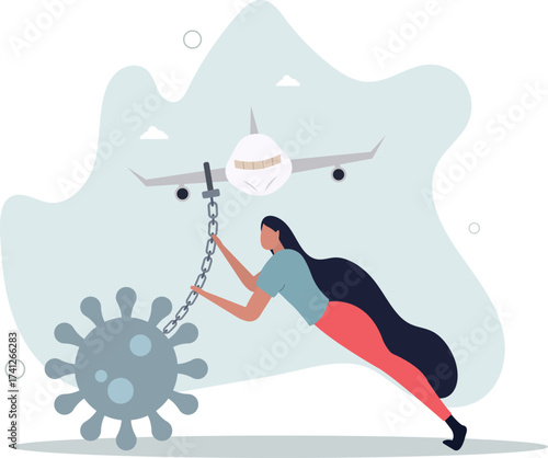 Airlines and travel industry impact financial problem bankrupt from Coronavirus COVID-19 outbreak crisis concept.life and employment of people.