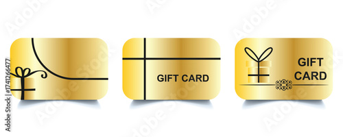 Set of gift card icons. Shopping gift card. Gift voucher, reward. Loyalty card.