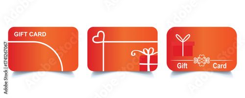 Set of gift card icons. Shopping gift card. Gift voucher, reward. Loyalty card.