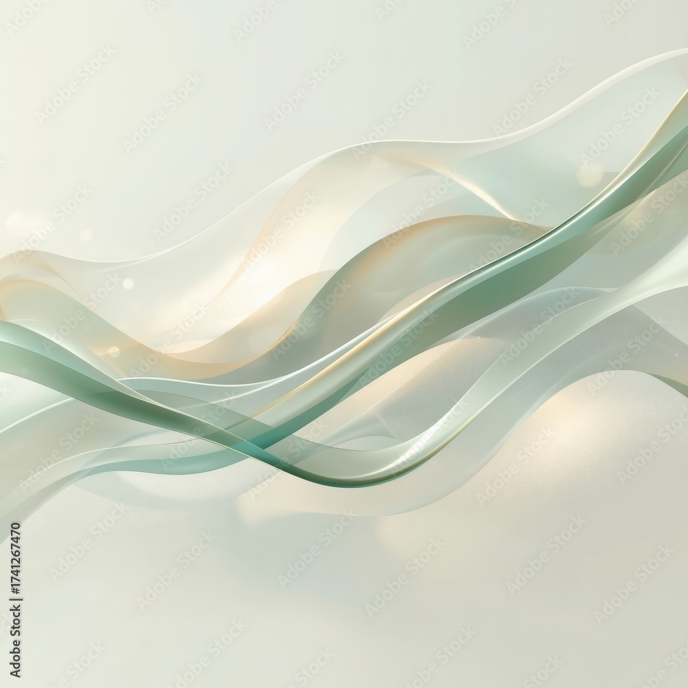 Fototapeta premium Soft Abstract Flowing Lines in Green and Gold – Minimal Elegant Background