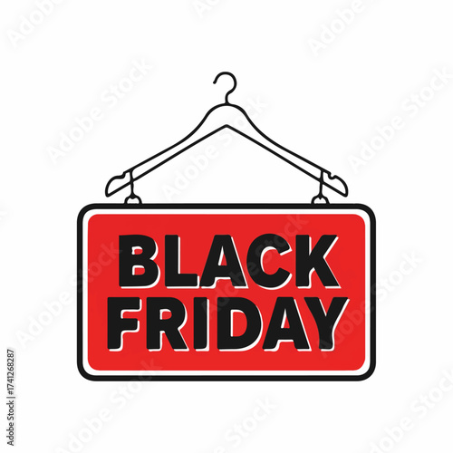Black Friday Sale Sign Hanging on a Clothes Hanger.