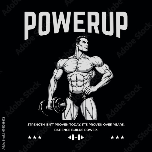 POWERUP Discipline Gym Tee – Aesthetic Bodybuilder Street Shirt Streetwear art