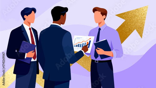 Business team reviewing growth chart