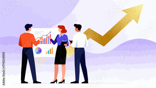 Business team reviewing growth charts