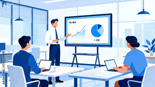 Business presentation in modern office