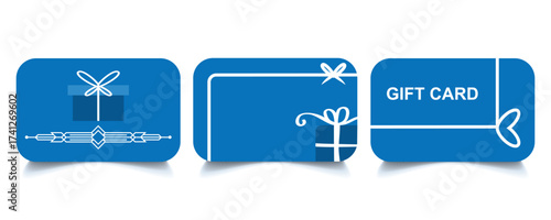 Set of gift card icons. Shopping gift card. Gift voucher, reward. Loyalty card.