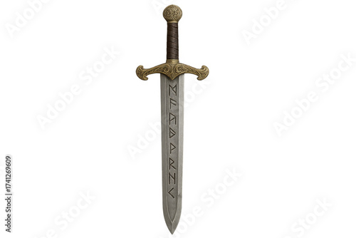 Ancient fantasy sword with magical runic blade