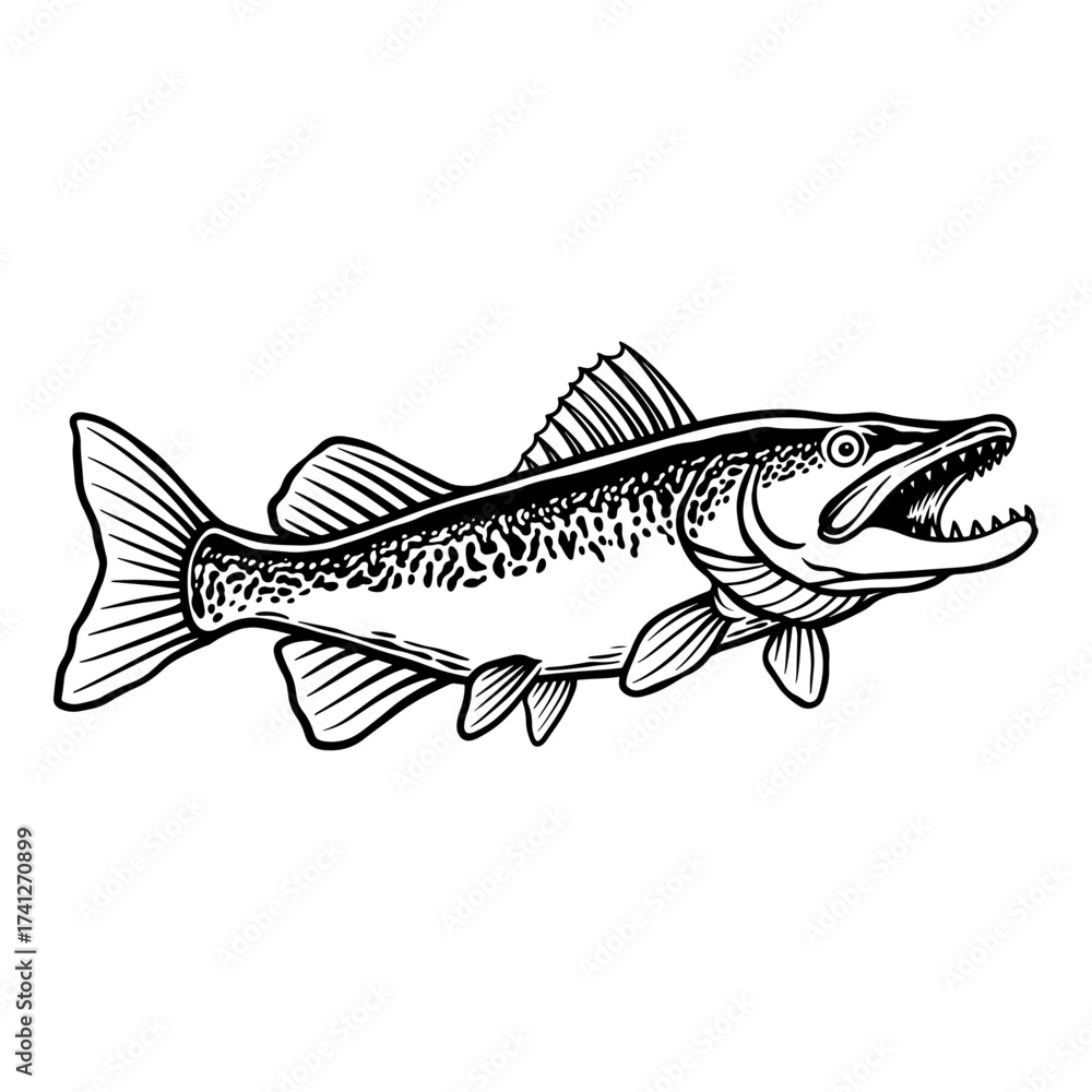Fototapeta premium Baracuda Vector Black And white