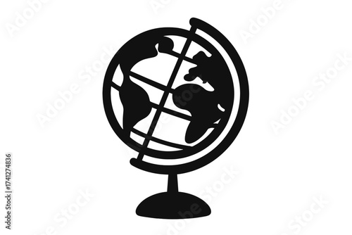 Globe icon. World map silhouette. Earth symbol for global business and international travel. Planet geography sign. Vector illustration for education or web design. Simple flat.