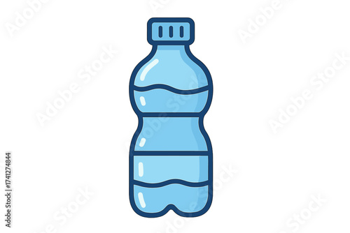 Plastic water bottle vector icon. Flat cartoon illustration concept. For hydration, drink, refreshment, healthy lifestyle. Pure mineral water container. Beverage packaging design.