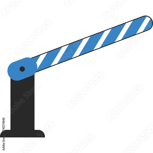 Blue and White Striped Barrier Gate Illustration security access control restriction entrance exit roadblock protection safety