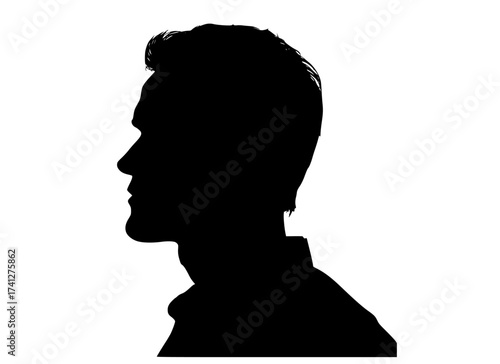 a silhouette of a man in profile, facing leftblack, head, man, profile, stare, woman 