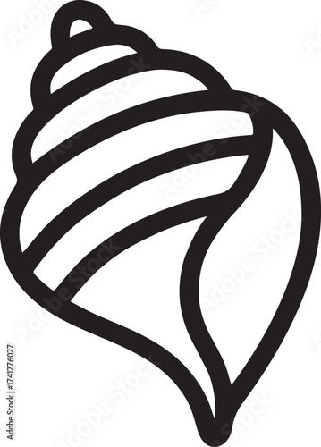 Conch shell line icon in clean vector silhouette, perfect for ocean, beach, and marine design.