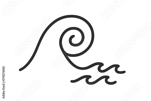 Abstract wave icon symbolizing water motion and energy, linear design illustration, vector graphic with smooth curves, ocean wave art, natural fluid movement concept