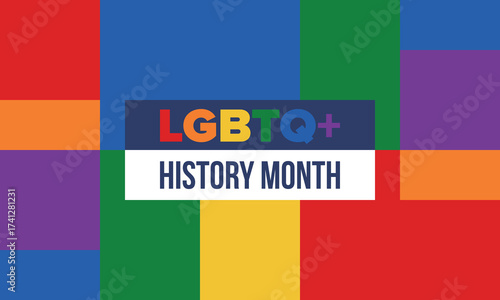 LGBTQ+ history month. Pride Month. Lesbian Gay Bisexual Transgender. Celebrated annual. LGBT flag. Rainbow love concept. Human rights and tolerance. Poster, card, banner and background. Vector