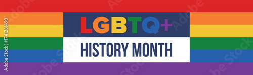 LGBTQ+ history month. Pride Month. Lesbian Gay Bisexual Transgender. Celebrated annual. LGBT flag. Rainbow love concept. Human rights and tolerance. Poster, card, banner and background. Vector