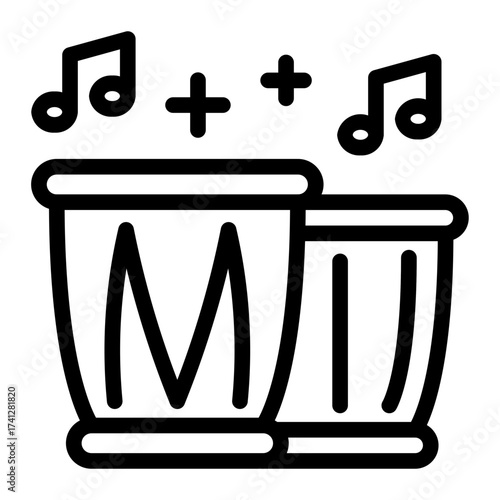 This Tabla Drum icon is suitable for the India Culture, etc.
