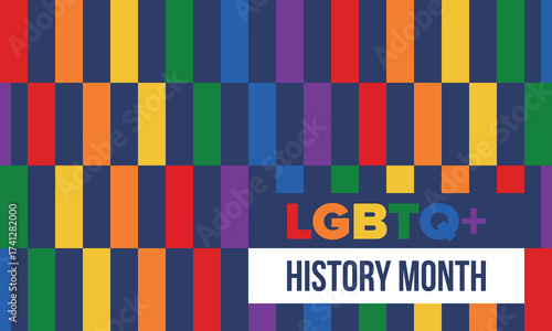 LGBTQ+ history month. Pride Month. Lesbian Gay Bisexual Transgender. Celebrated annual. LGBT flag. Rainbow love concept. Human rights and tolerance. Poster, card, banner and background. Vector