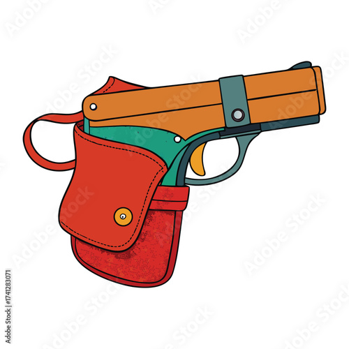 A sleek pistol line art drawing with crisp outlines and minimal details, highlighting the trigger, barrel, and grip in a clean, stylized silhouette perfect for coloring or design.

