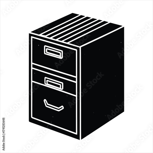 3d render of a modern office cabinet with folders