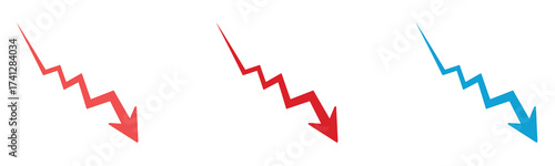 Zigzag Down Arrow Vector Illustration – Decrease and Falling Graph Symbol
