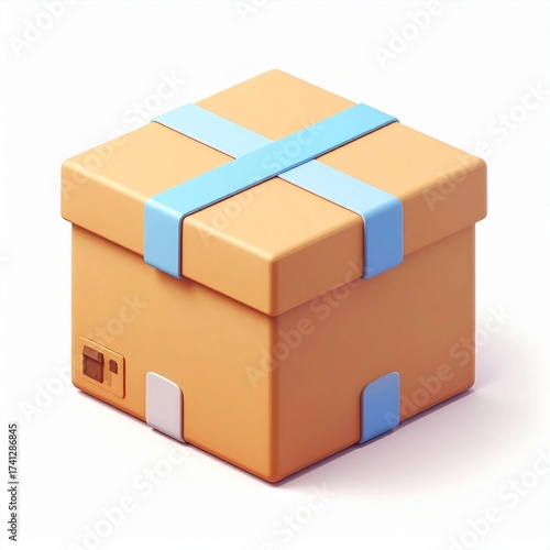 Stylized E-commerce Cardboard Shipping Box