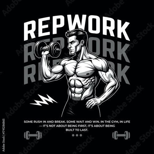 REPWORK Streetwear Gym T-Shirt – Built to Last Training Motivation Tee