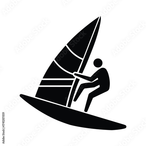 Windsurfer Pictogram Isolated on White Background