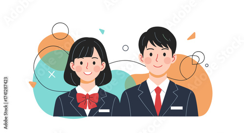 Young students in school uniforms ready for their studies.
