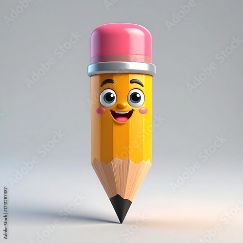 
Cute Stylized Yellow Pencil with Eraser