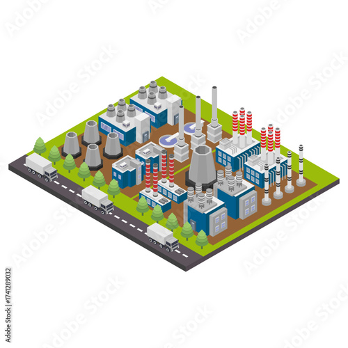 Isometric industrial factories