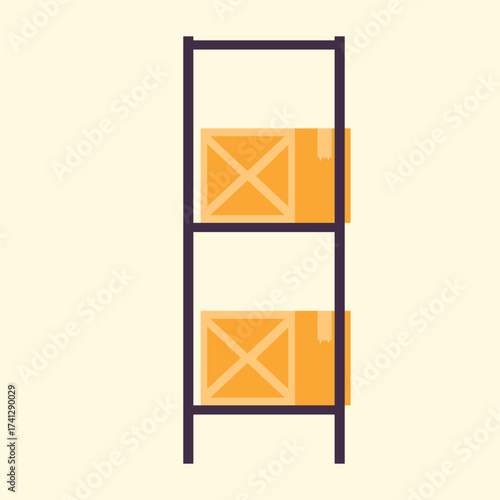 Illustration of an Box Shelfes Supply Chain