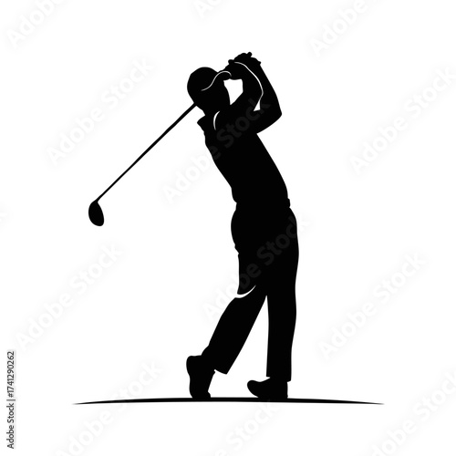Silhouette icon vector design of a golf player swinging club