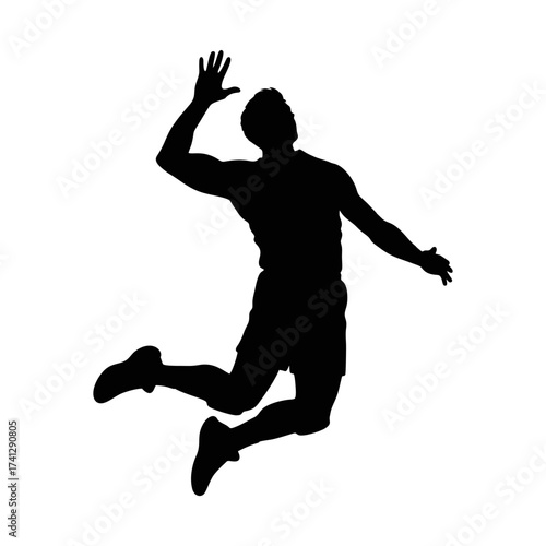 Silhouette icon vector design of a volleyball player spiking