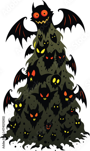 bat swarm forming a ghostly figure vector.