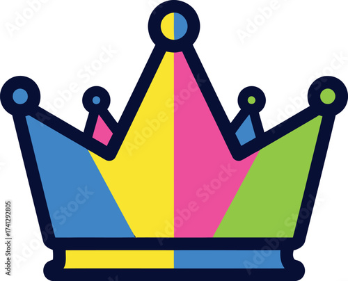 Colorful Crown Icon - King Queen Symbol
