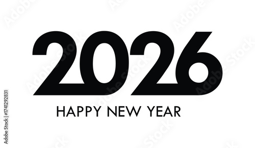 Happy New Year 2026 with minimalist style. 2026 logo design concept for cover, calendar, poster and banner