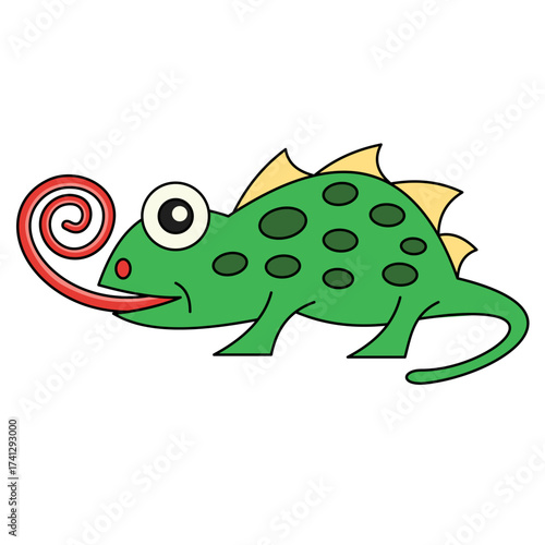 chameleon cartoon isolated on white