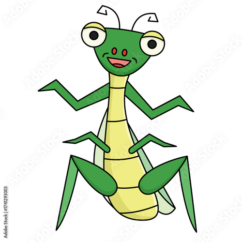 Praying mantis catoon vector