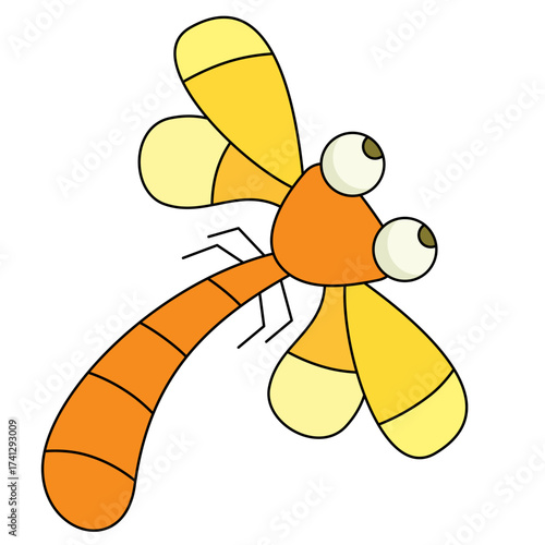 Yellow cartoon Dragonfly icon