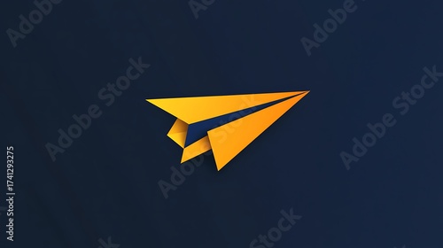 Modern Orange Paper Airplane Logo on Dark Blue Background