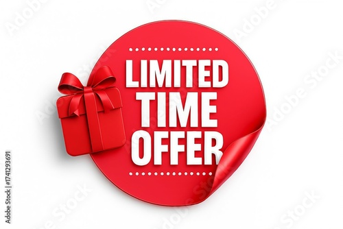 Wallpaper Mural Red oval sticker with limited time offer text and gift box icon for sales and promotions Torontodigital.ca