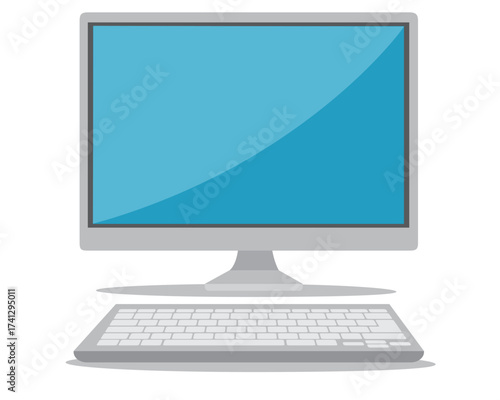 Modern Desktop Computer Monitor and Keyboard Icon