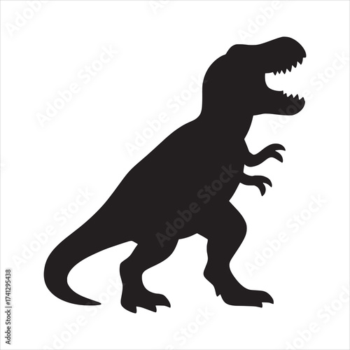 Black Silhouette of Standing T-Rex with Open Mouth