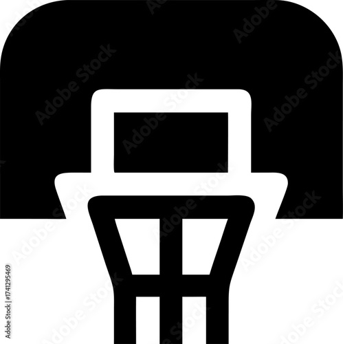 Basketball hoop and backboard silhouette.