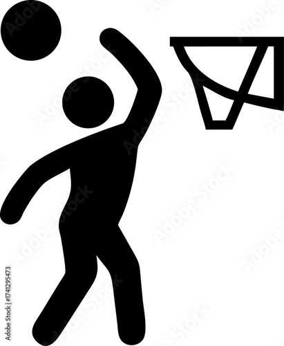 Basketball player dunking with ball overhead.