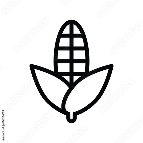 A black line art icon depicts an ear of corn with leaves