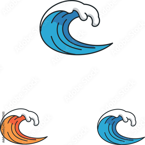 Set of Stylized Wave Illustrations